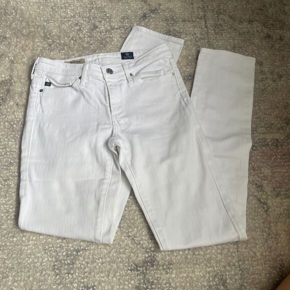 AG Adriano Goldschmied The Prima Mid Rise Cigarette Leg Jeans White Size 24R - Picture 1 of 7